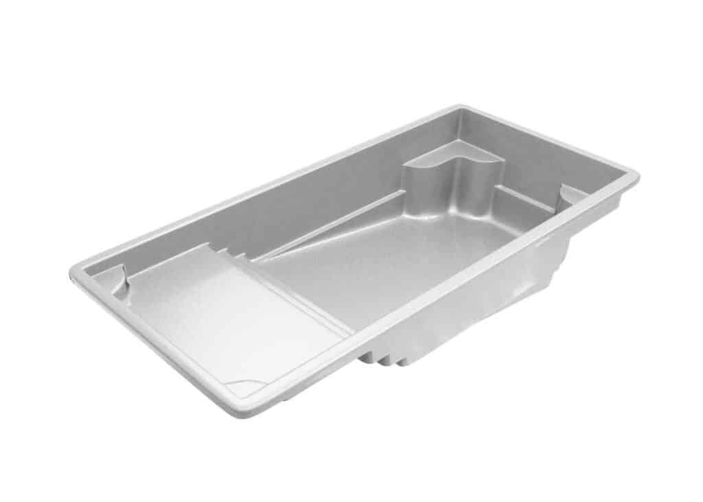 Corinthian fiberglass pool shell with tanning ledge