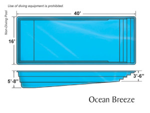 Ocean Breeze Rectangular Inground Fiberglass Pool