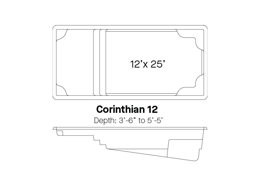 Corinthian 12 Inground Fiberglass Pool Design
