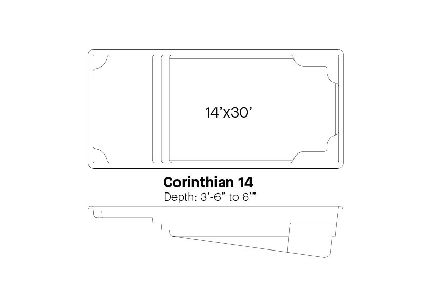 Corinthian 14 Inground Fiberglass Pool Design