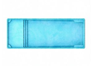 Corinthian 16 rectangular 15x40 Latham fiberglass inground pool design by Calm Water Pools in a modern backyard setting.